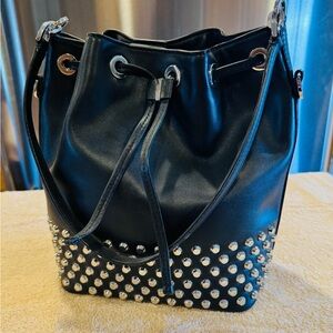 Michael Kors Black Bucket Bag with Silver Studs